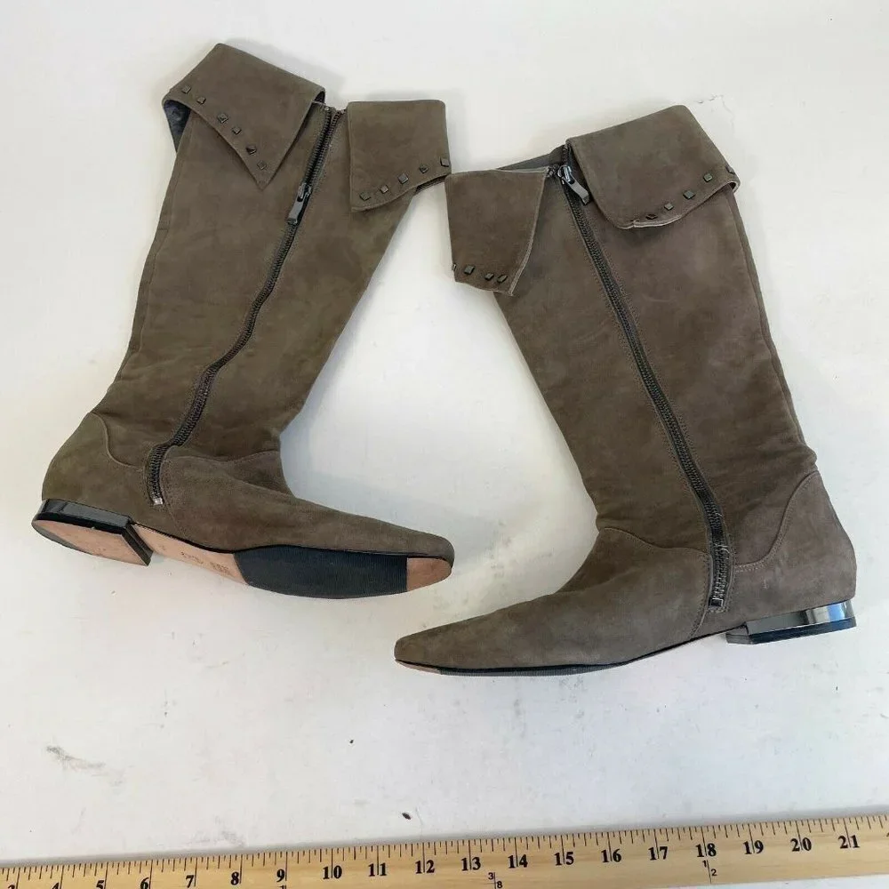 Saks Fifth Avenue Women Over the Knee Flat Riding Boots Brown 7.5M Suede Leather